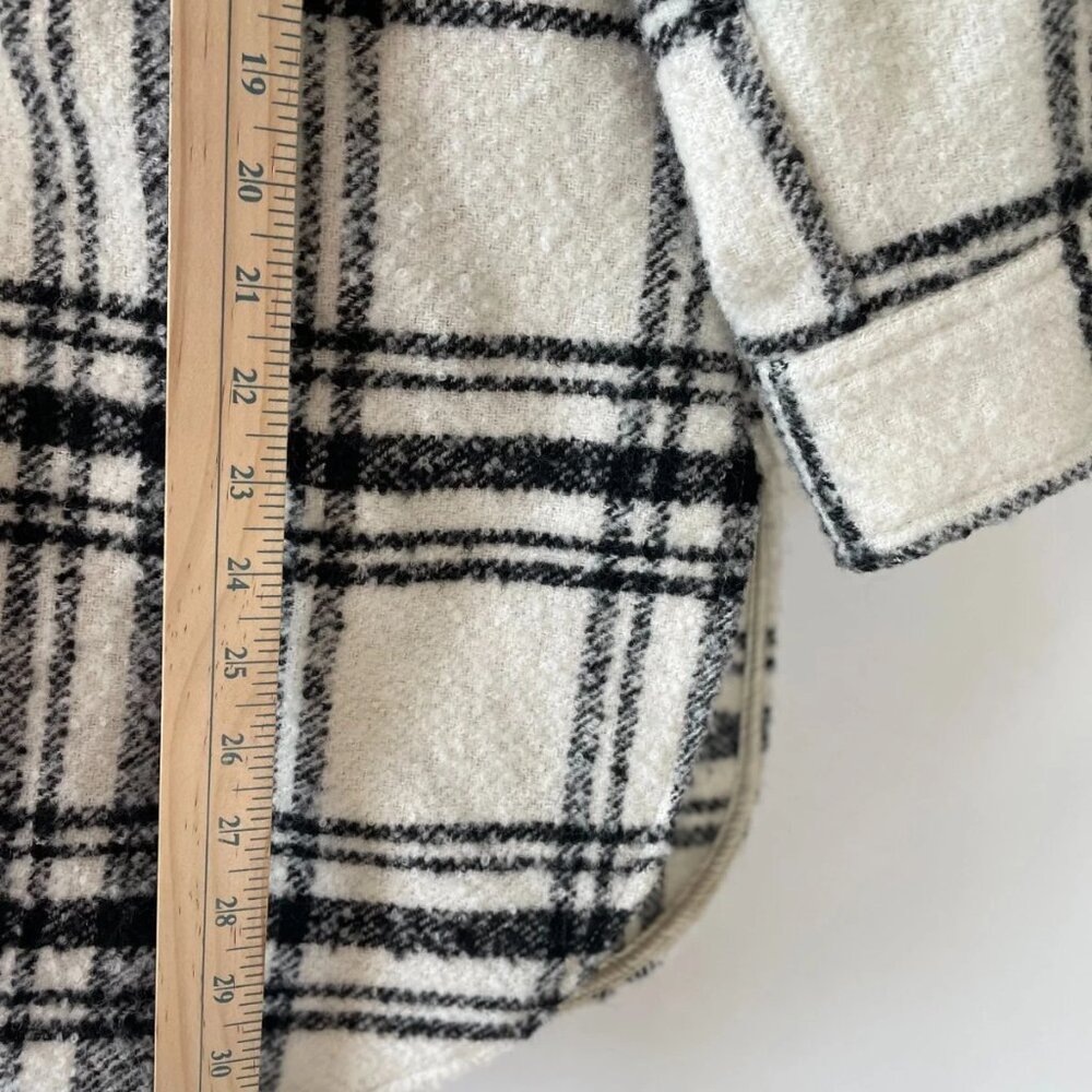 H&M Womens Black White Double Pocket Oversized Plaid Shacket Jacket Size M - Picture 8 of 9